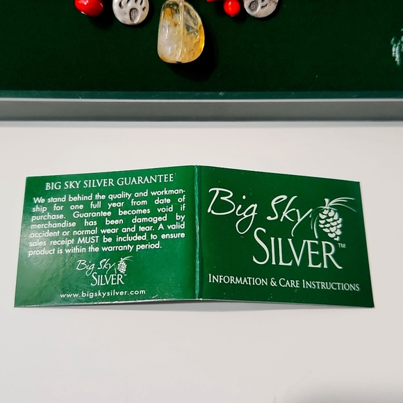 Big Sky Silver Tracks Charm Bear Prints Necklace Red Coral Citrine Rare! New!! - Picture 9 of 11